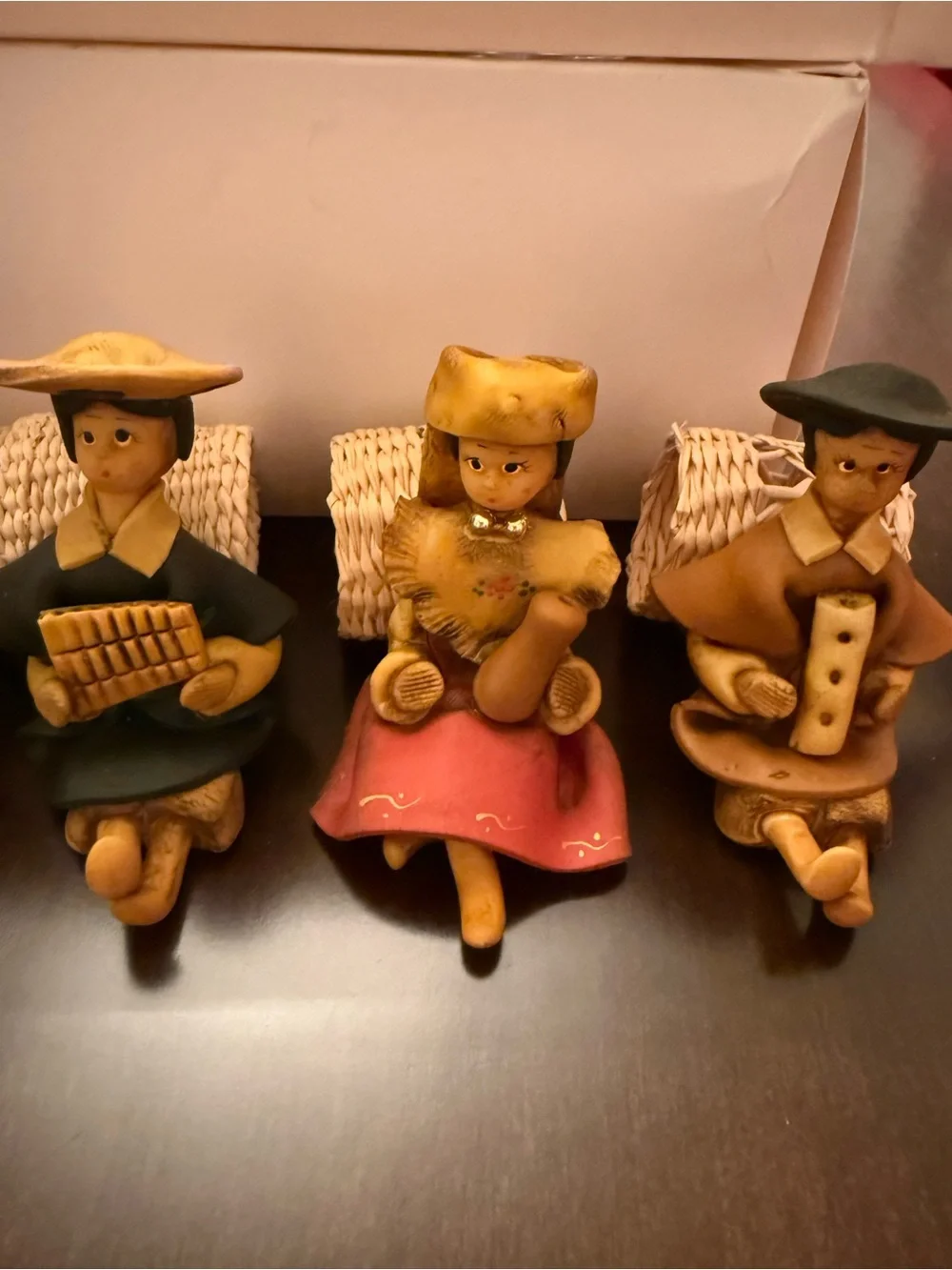 Folk Art Napkin Rings From Ecuador Handcrafted Polymer Clay And Wicker Set Of 6